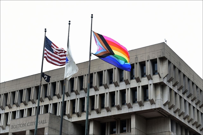 The Christian flag and the Boston flagpole